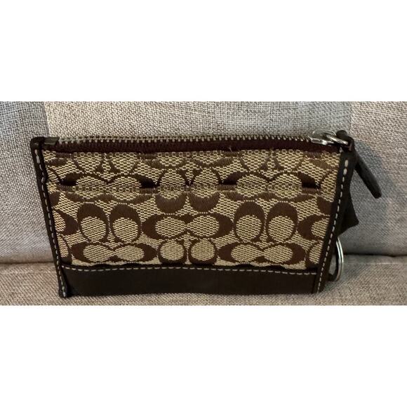 Vintage Coach Coin Purse Key Chain Brown Signature Small CC - Picture 3 of 6
